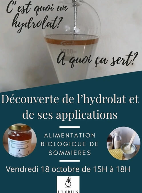 Atelier découverte des hydrolats et des applications